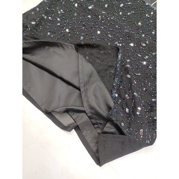 Erena Tank Top Cami Black Sequined Beaded Embellished Sleeveless Sz M - Picture 4 of 9